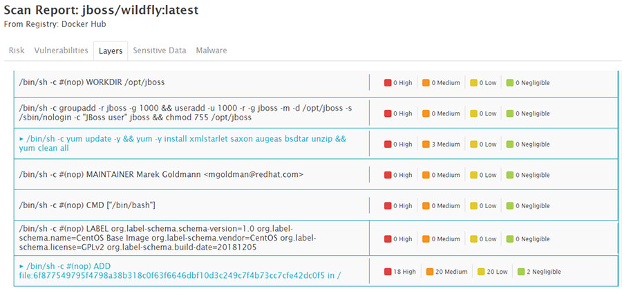 Container vulnerability scanning