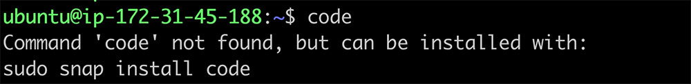 Recommendation to install the 'code' package via snap