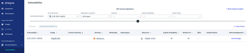 CVE-2021-44832 impacted container images