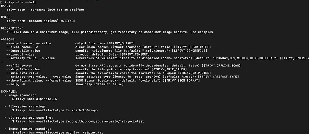 Trivy's-CLI-SBOM-command-and-options