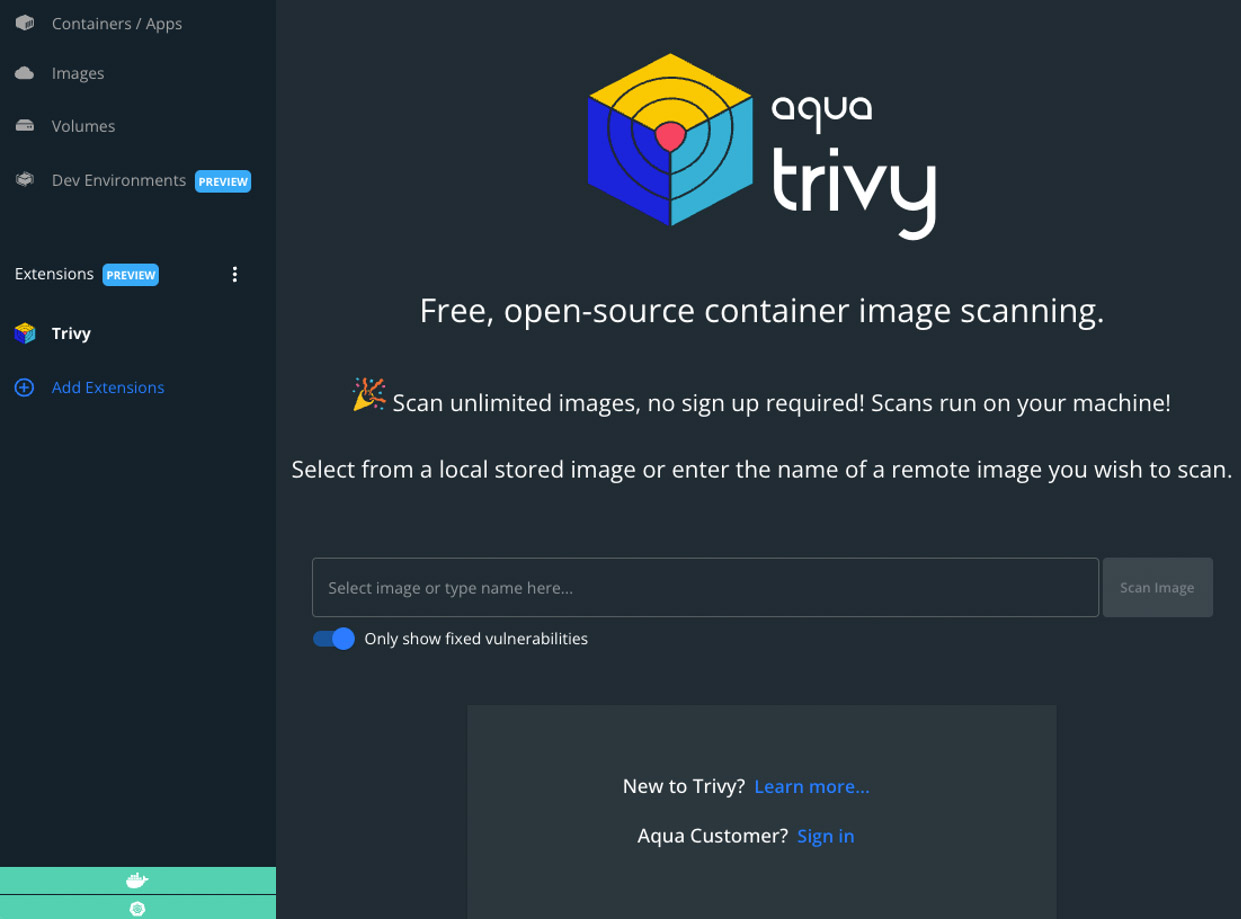 Docker-Desktop-Dashboard-Trivy-Extension
