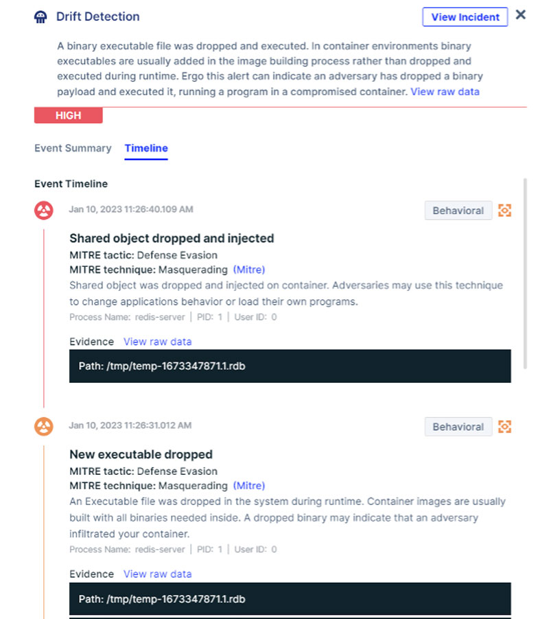 Detection of the SO file is injected, which is highlighted in timeline and severity