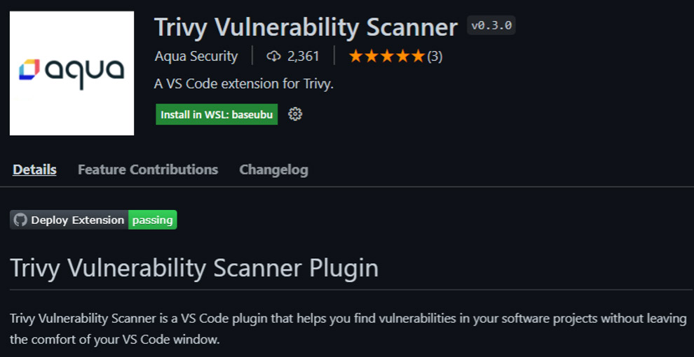 Trivy-extension-in-Marketplace